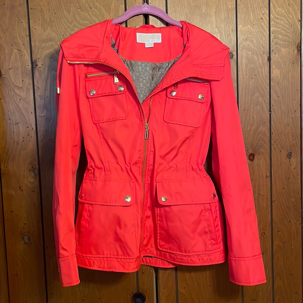 Micheal Kors rain jacket, Small(orange/coral)
